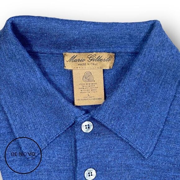MARIO GILBERT MEN'S Long Sleeves 3 Button Sweater Size Large Blue - Picture 2 of 6